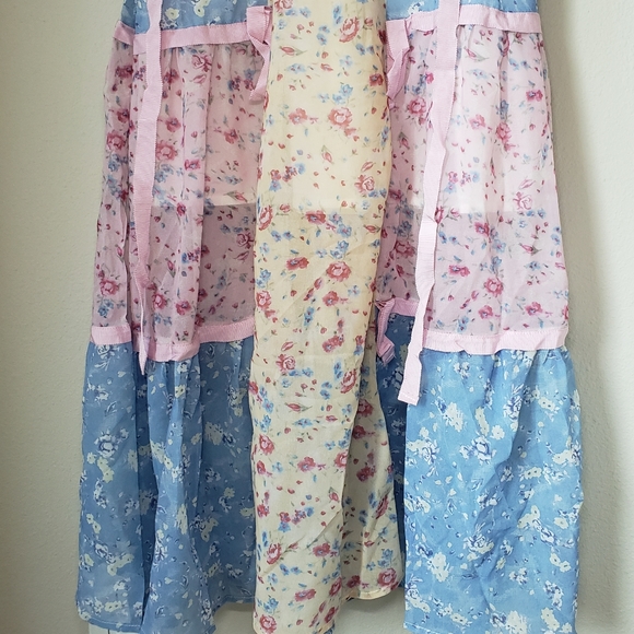 Floral Chiffon Multi-Color Square Neck Puff Sleeve Maxi Dress - Picture 5 of 16